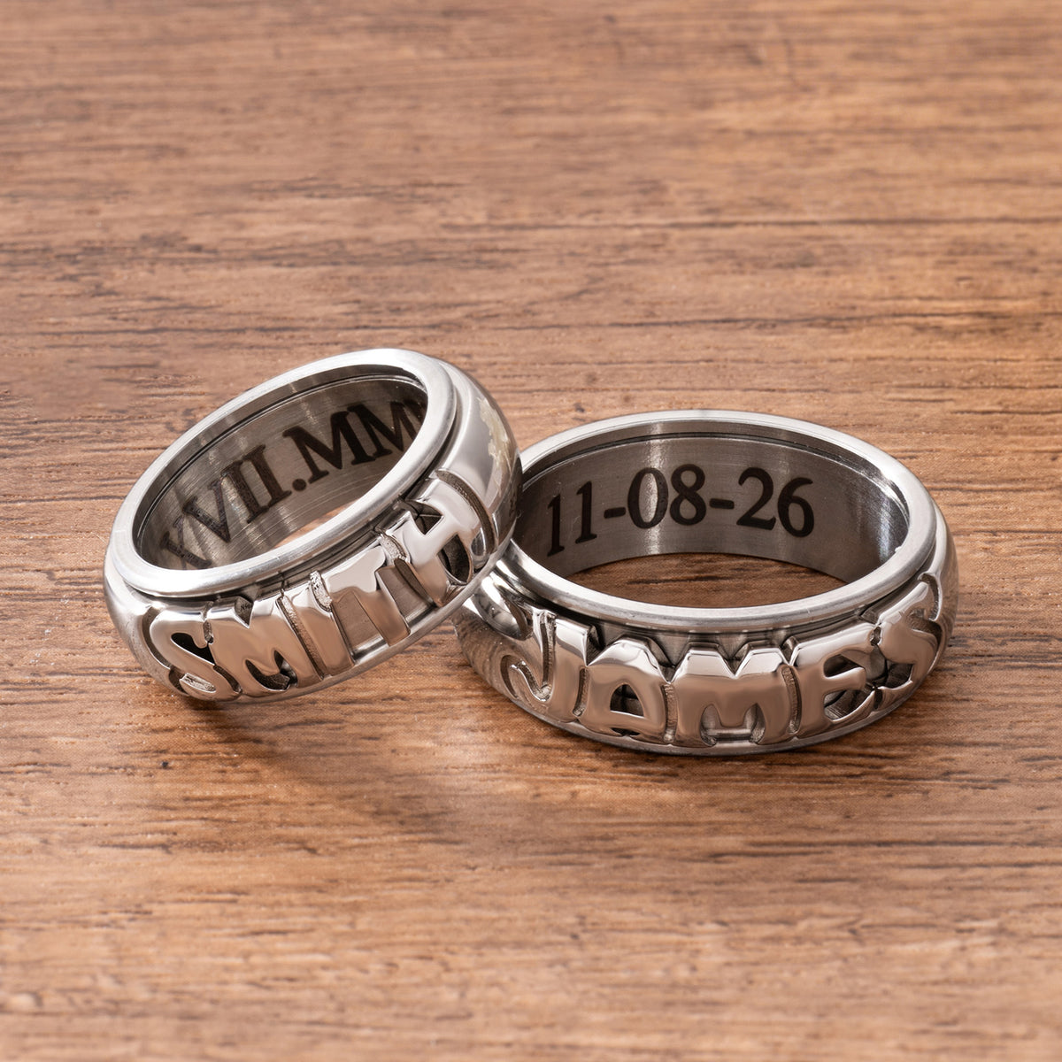 Personalized Double Layered Spinner Anxiety Ring with Name Dainty Jewelry Anniversary Birthday Gift for Him Her