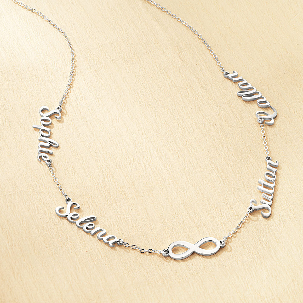 Personalized Minimalist Infinity 1-6 Family Nameplates Necklace Jewelry Birthday Anniversary Mother's Day Gift for Women Girls