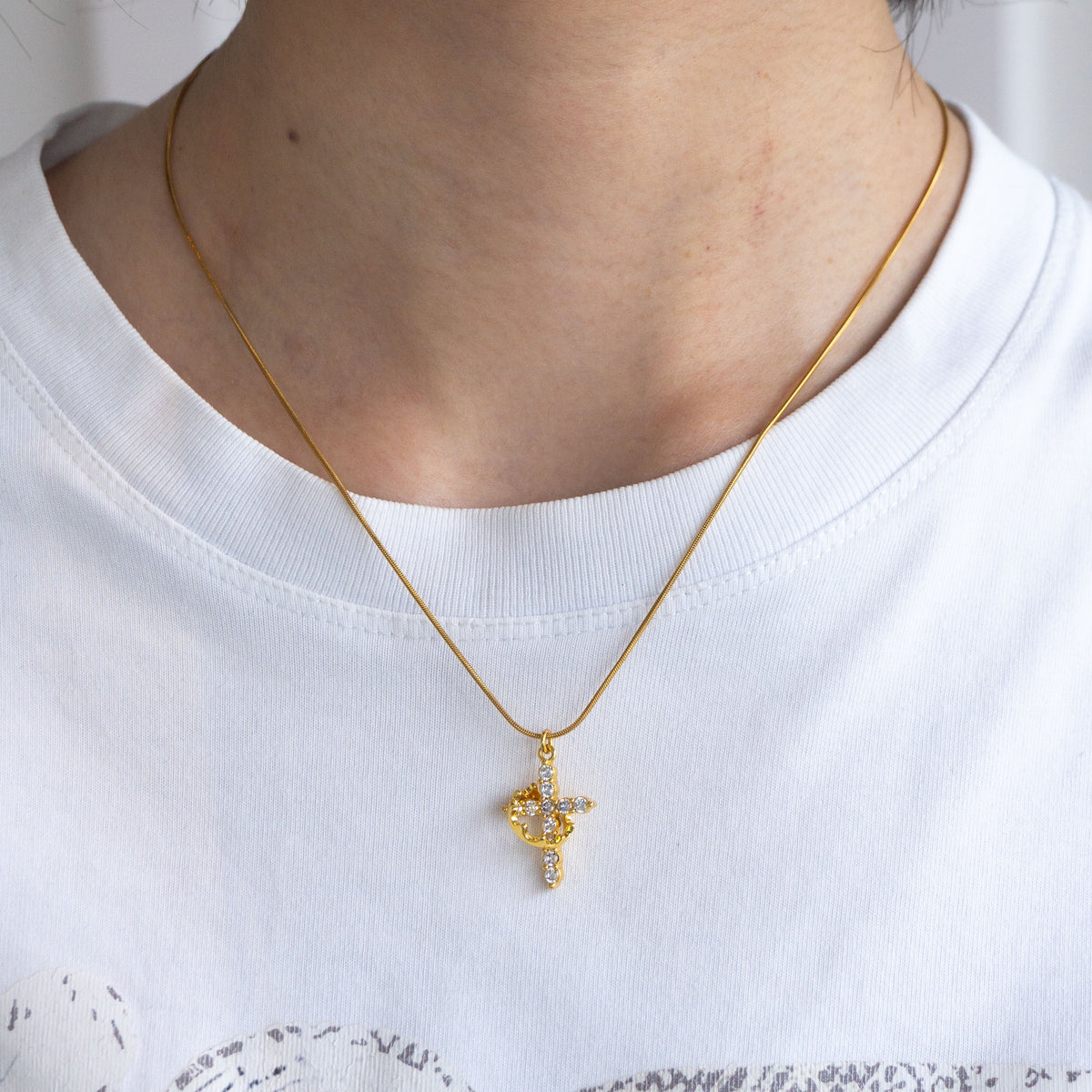 For My Daughter · 18k Gold-Plated Spinner Cross Necklace, Heavy