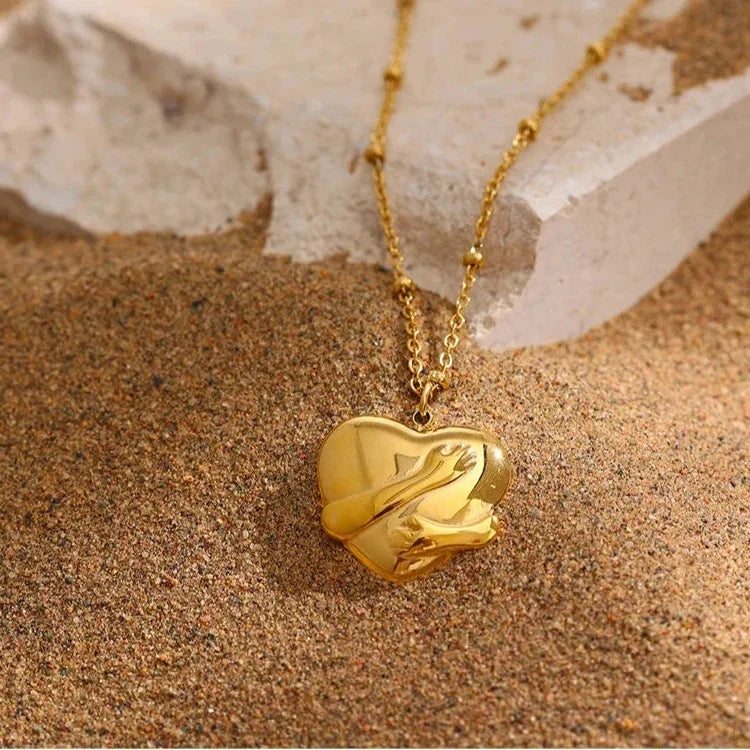 For My Mother · 18k Gold-Plated Embracing Hearts Necklace