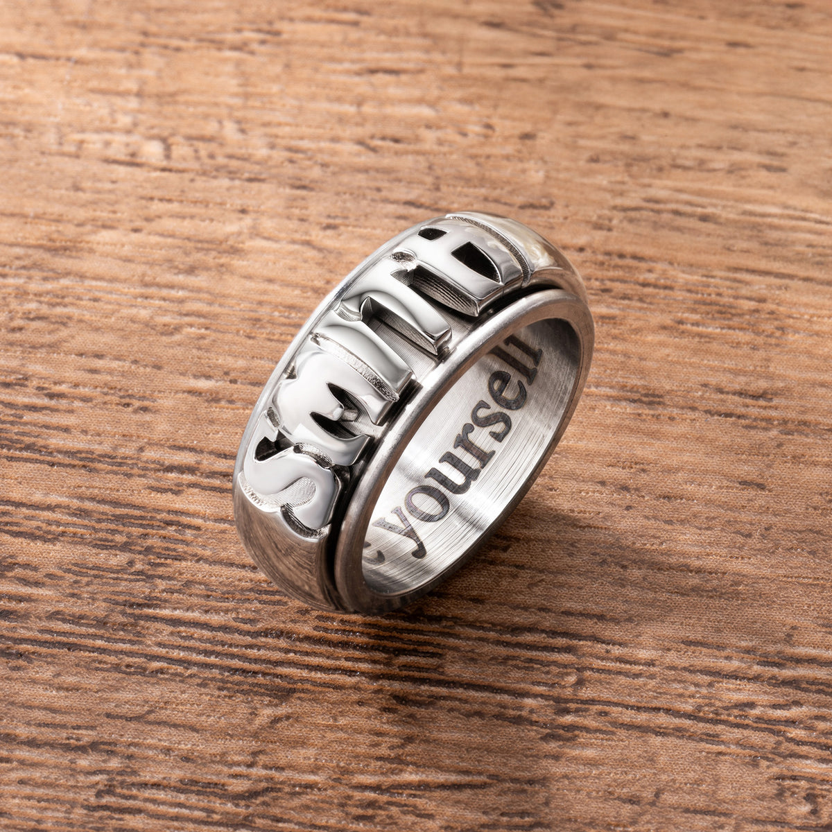 Personalized Double Layered Spinner Anxiety Ring with Name Dainty Jewelry Anniversary Birthday Gift for Him Her