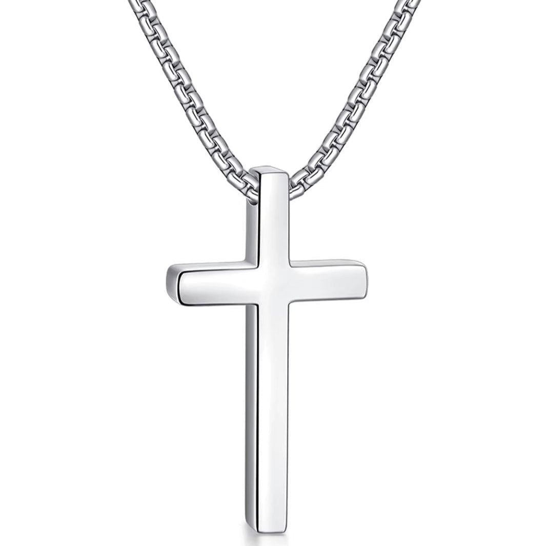 Para Meu Neto- Colar Cruz Banhado a Ouro Branco 18k